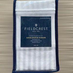 Fieldcrest- 500 Thread Count Damask Pillowcase Set, Standard/Queen, Sea Salt